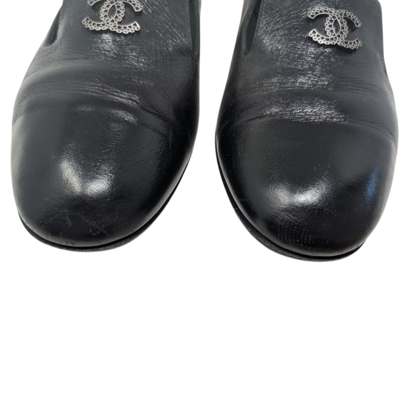 Chanel Interlocking CC Black Leather Loafer Size EU 39 - Picture 4 of 9